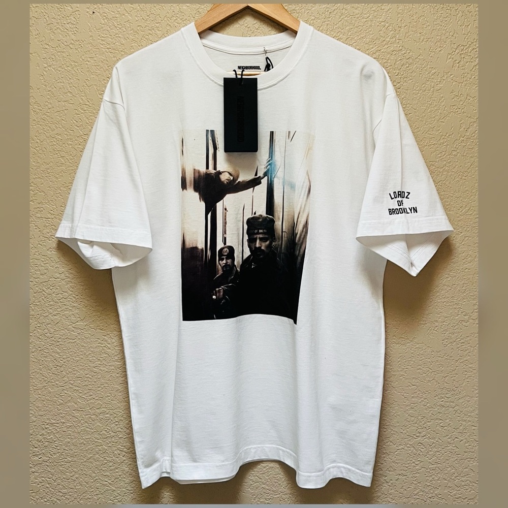 Neighborhood Men's x Lordz of Brooklyn 1 T-Shirt White Color Size Large